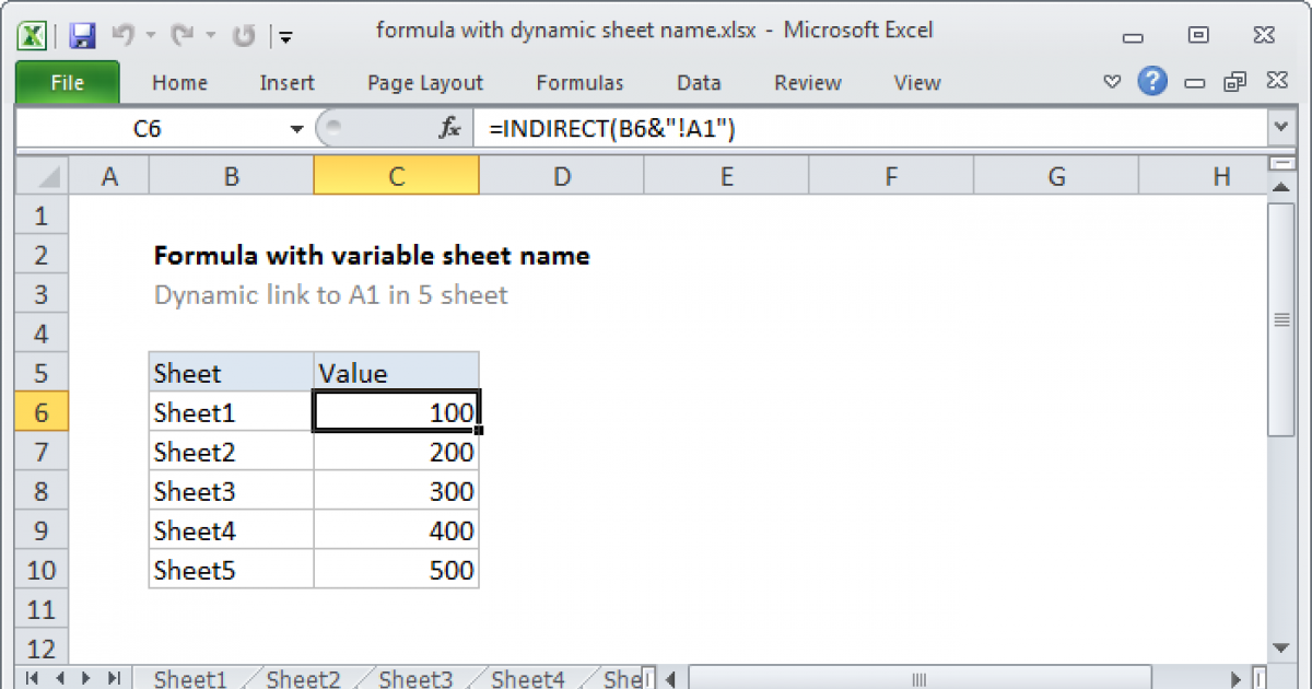 Dynamic Worksheet Reference Excel Formula Exceljet 6307